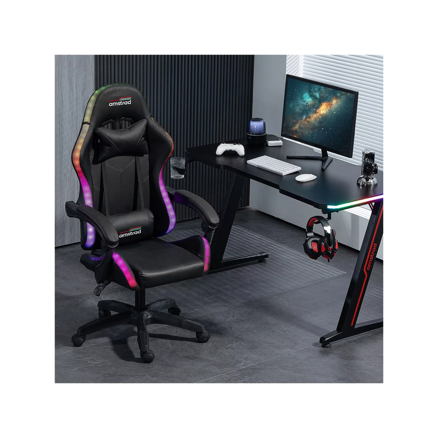 Chaise gaming AMSTRAD AVEC LED DARKSIDE 366 effets