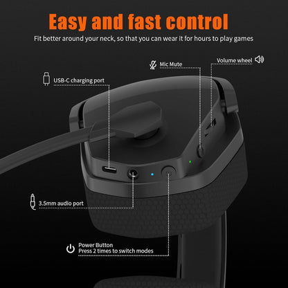 NUBWO G06 Double Casque Gaming sans Fil avec Microphone pour PS5, PC